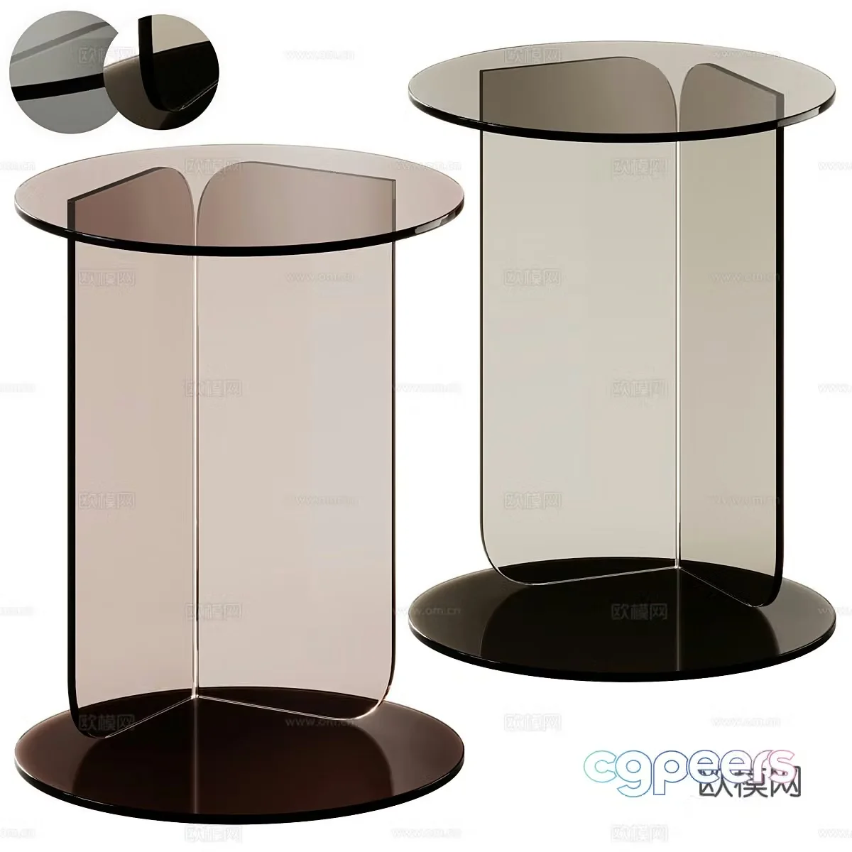 Modern minimalist glass side table 3D model