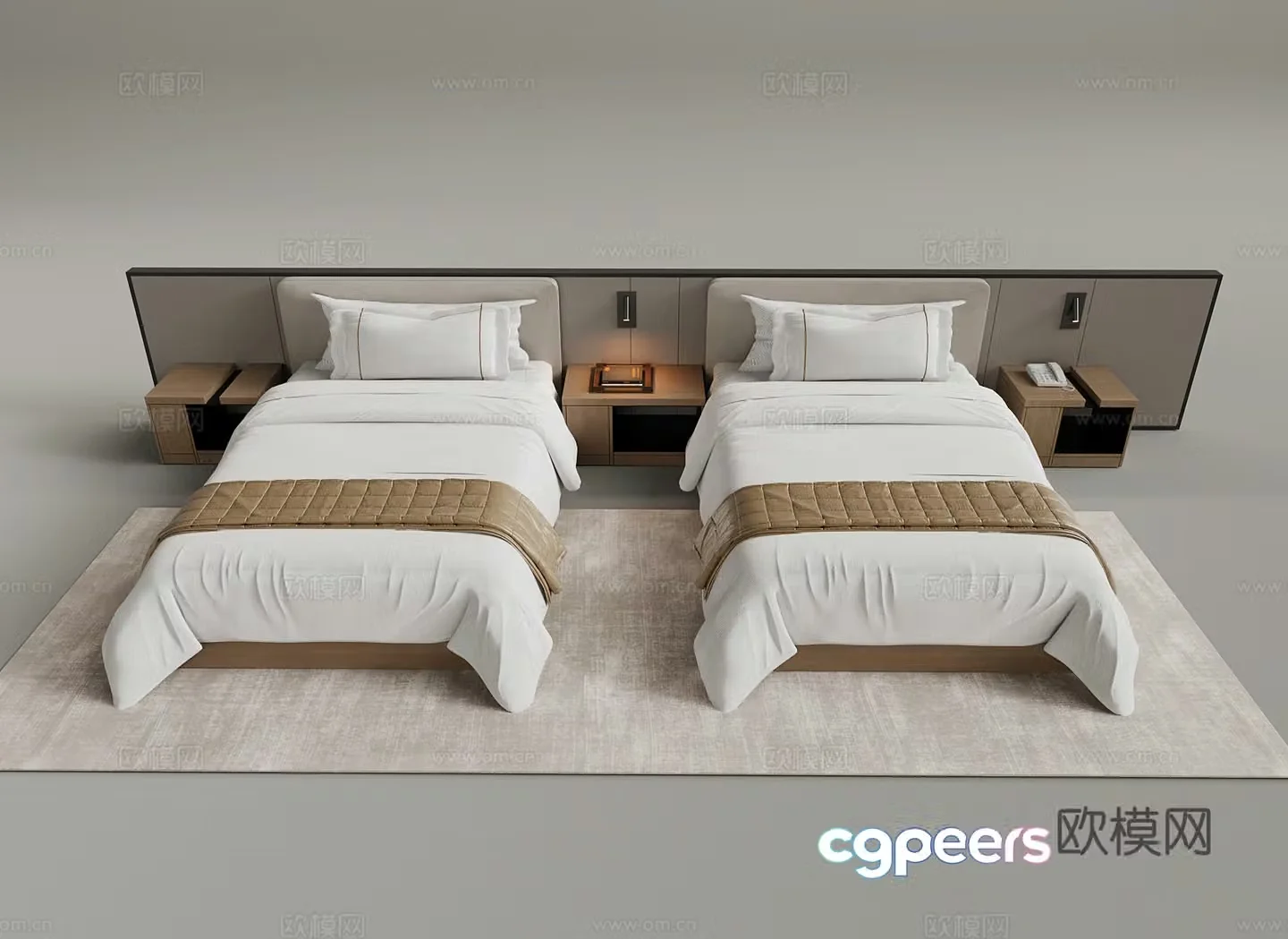 Double bed Room single bed 3D model