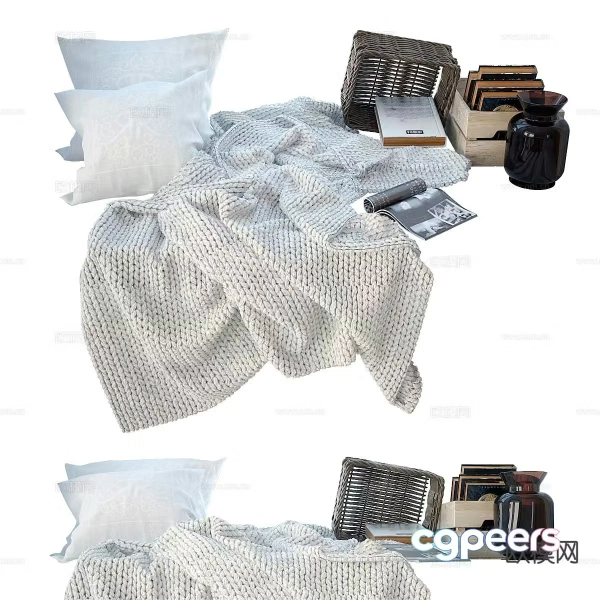 Pillow blanket window sill decorative ornaments 3d model