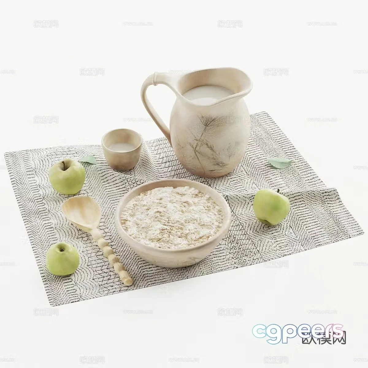 New Chinese cereal milk tableware breakfast food 3d model