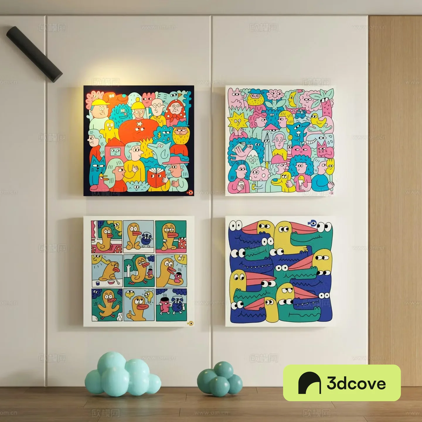 Modern children cartoon doodle decorative painting