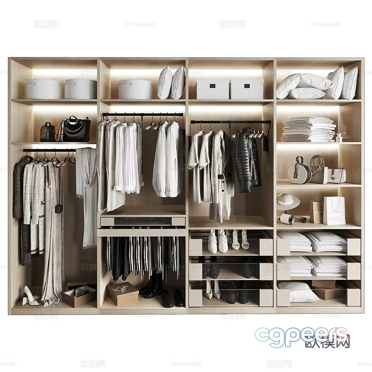 New Chinese open wardrobe Wumen Wardrobe 3D model
