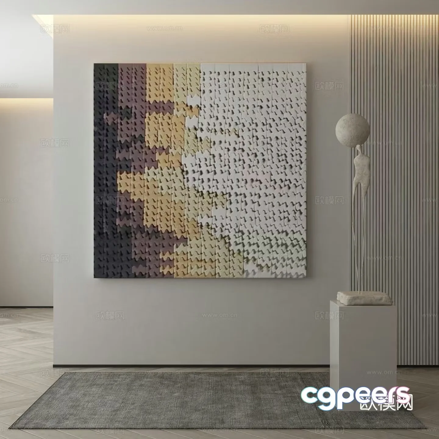 Modern texture painting decorative painting 3d model