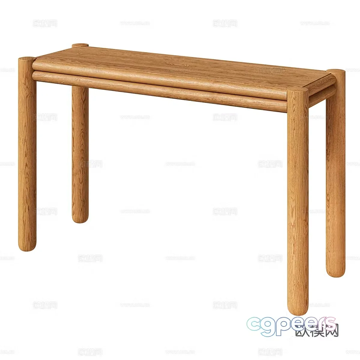 New Chinese-style solid wood end viewing platform 3D model