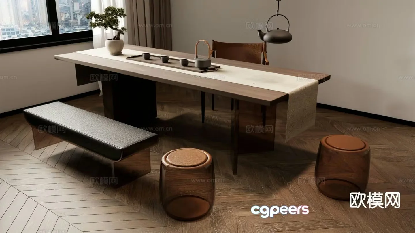 New Chinese style tea table tea table 3d model