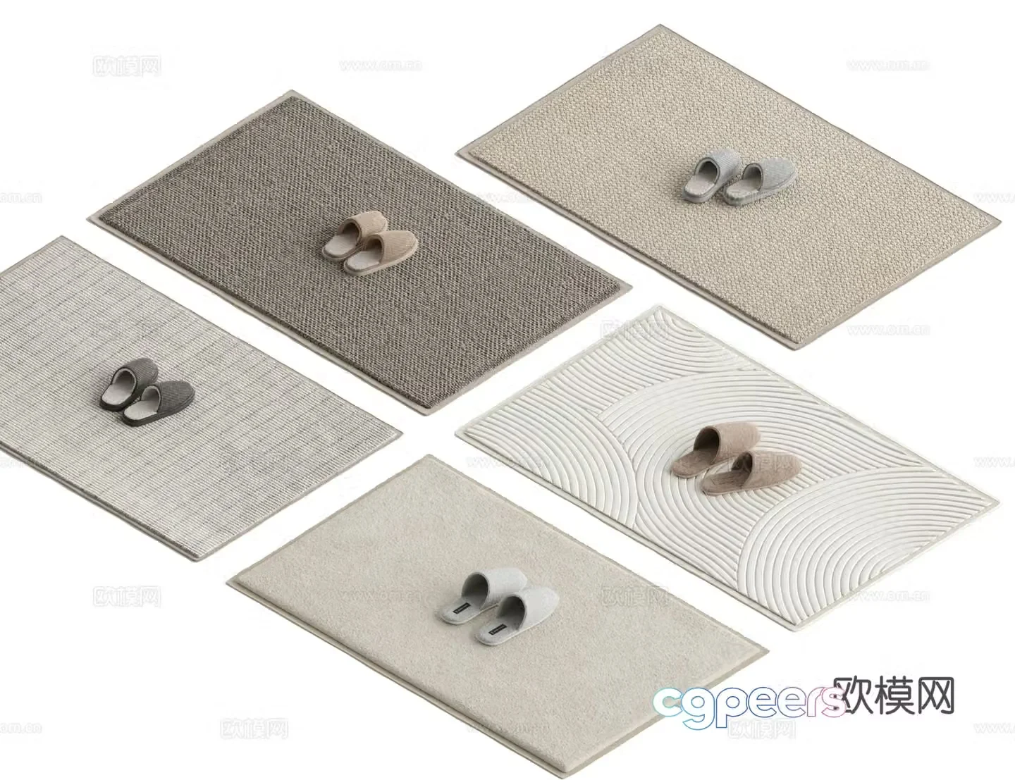 Cream bathroom floor mat 3d model