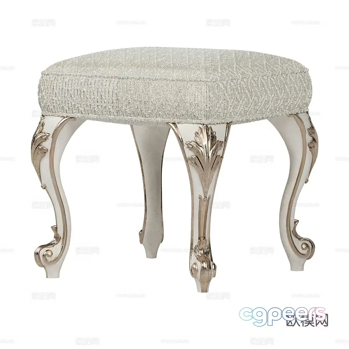 French stool low stool sofa stool soft stool 3d model