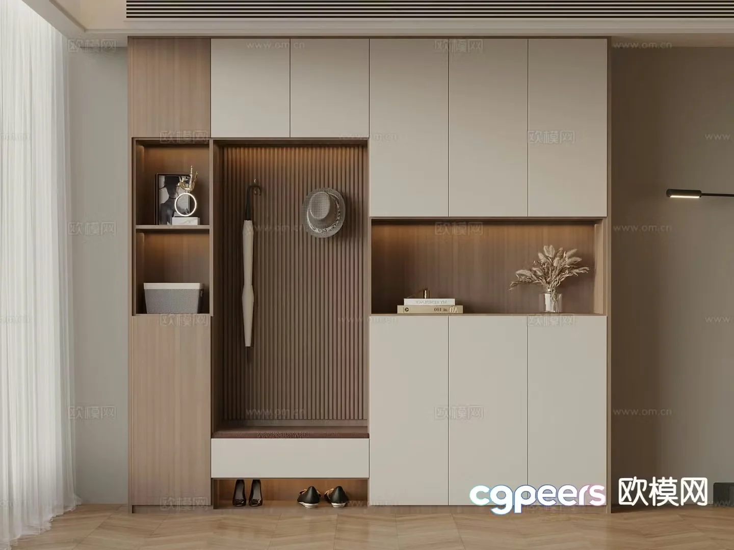 Modern entrance shoe cabinet 3d model