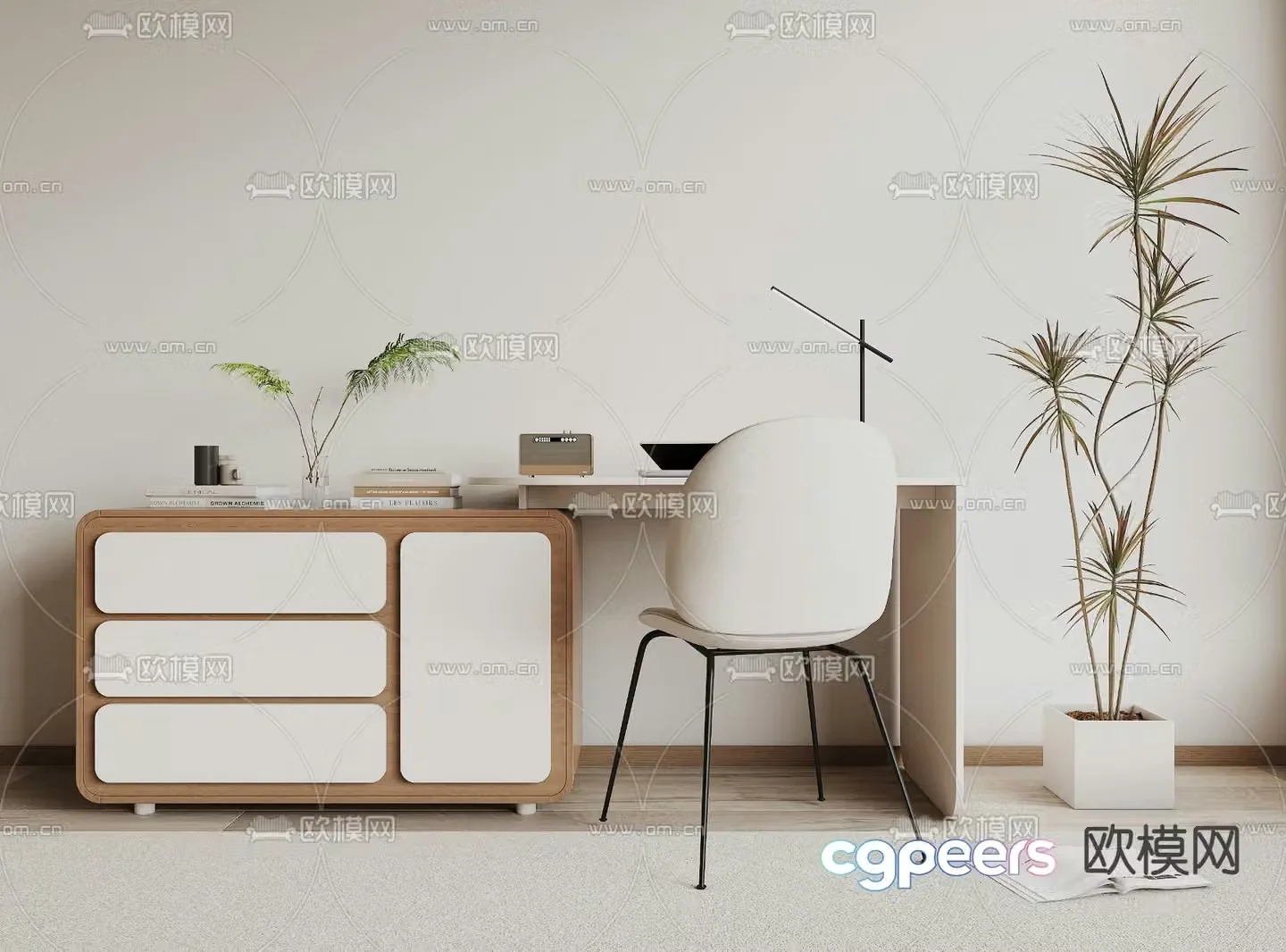 Modern desk writing desk computer desk 3d model