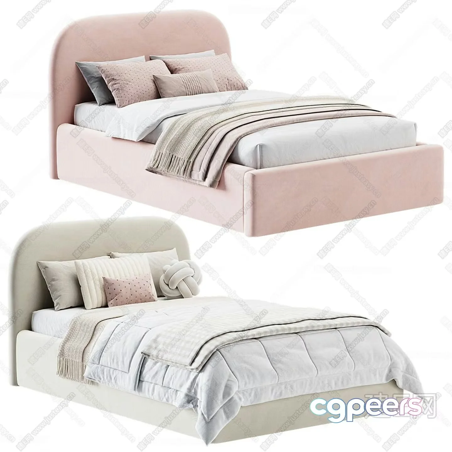 Modern Upholstered Beds 3D Model – 6252 – CORONA Render