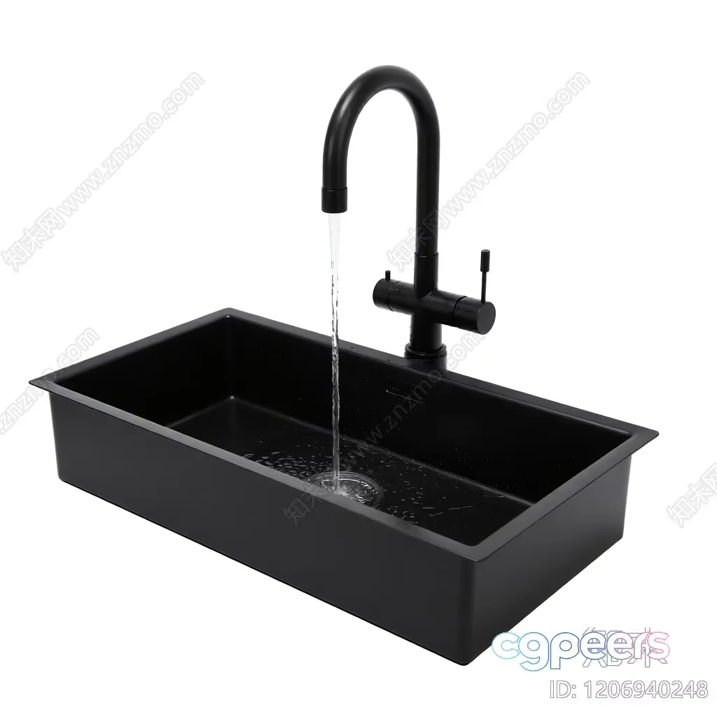 A Black Sink With A Faucet 3D Model – 4978 – VRAY Render