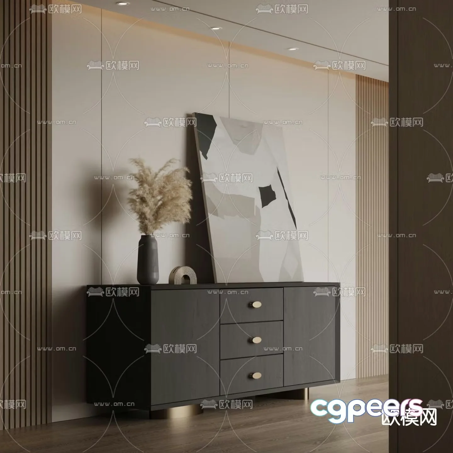 Modern chest of drawers side cabinet 3d model