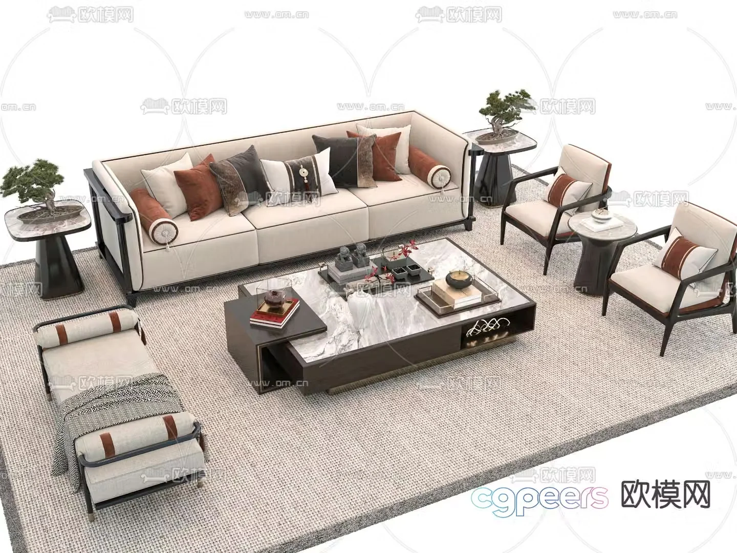 New Chinese style sofa coffee table 3d model