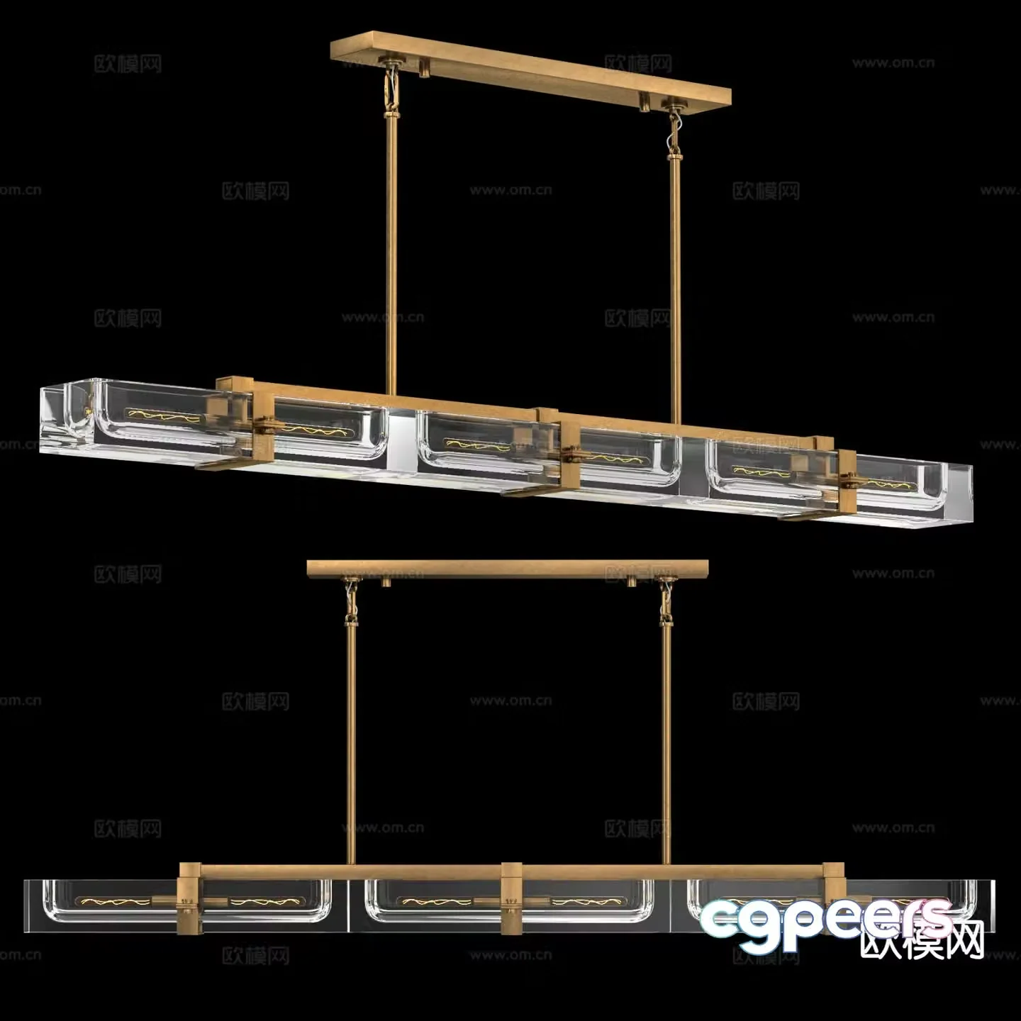 Light luxury linear chandelier 3d model