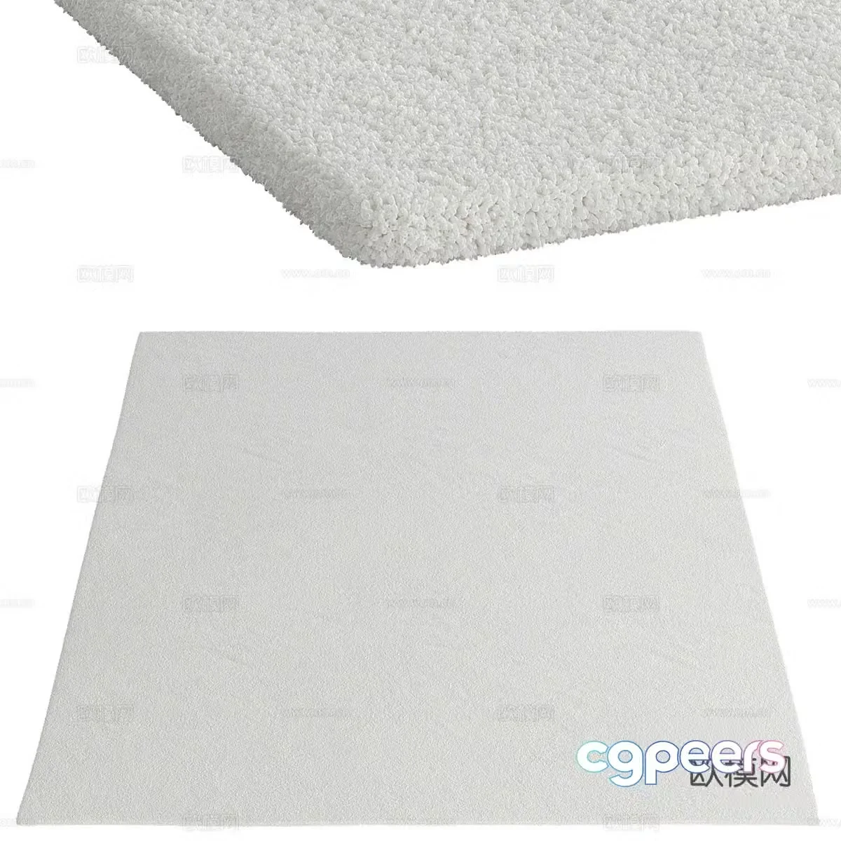 Plush carpet Square carpet 3d model