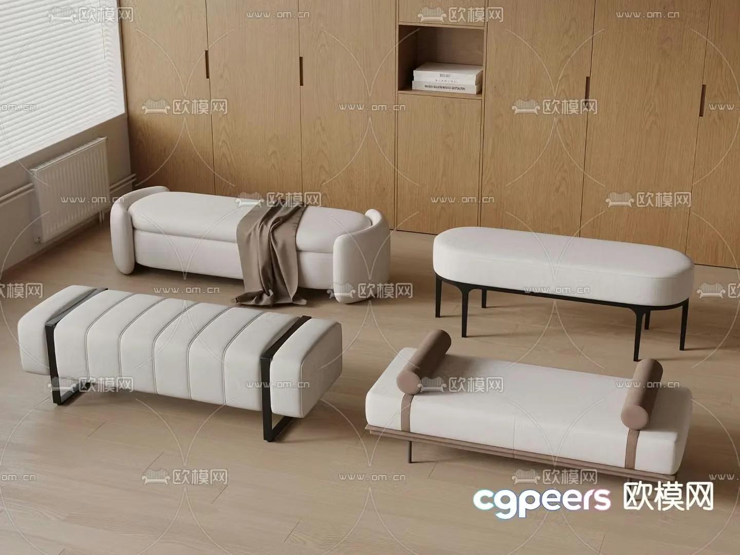 Modern footrest bedside stool 3d model