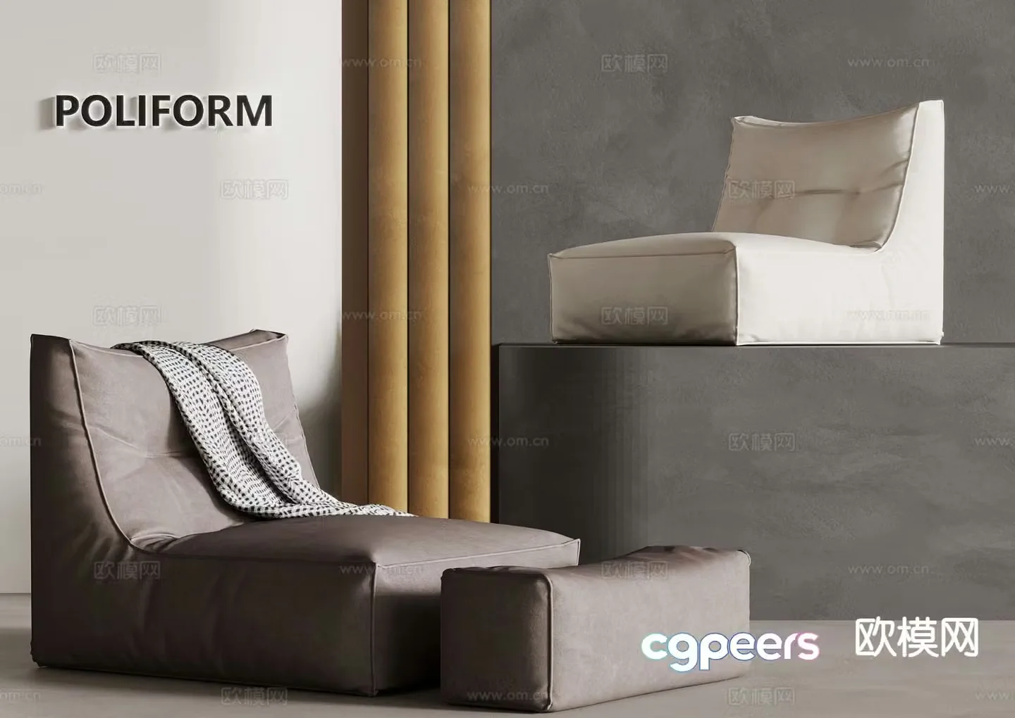 Beanbag Sofa Upholstered Sofa 3D Model