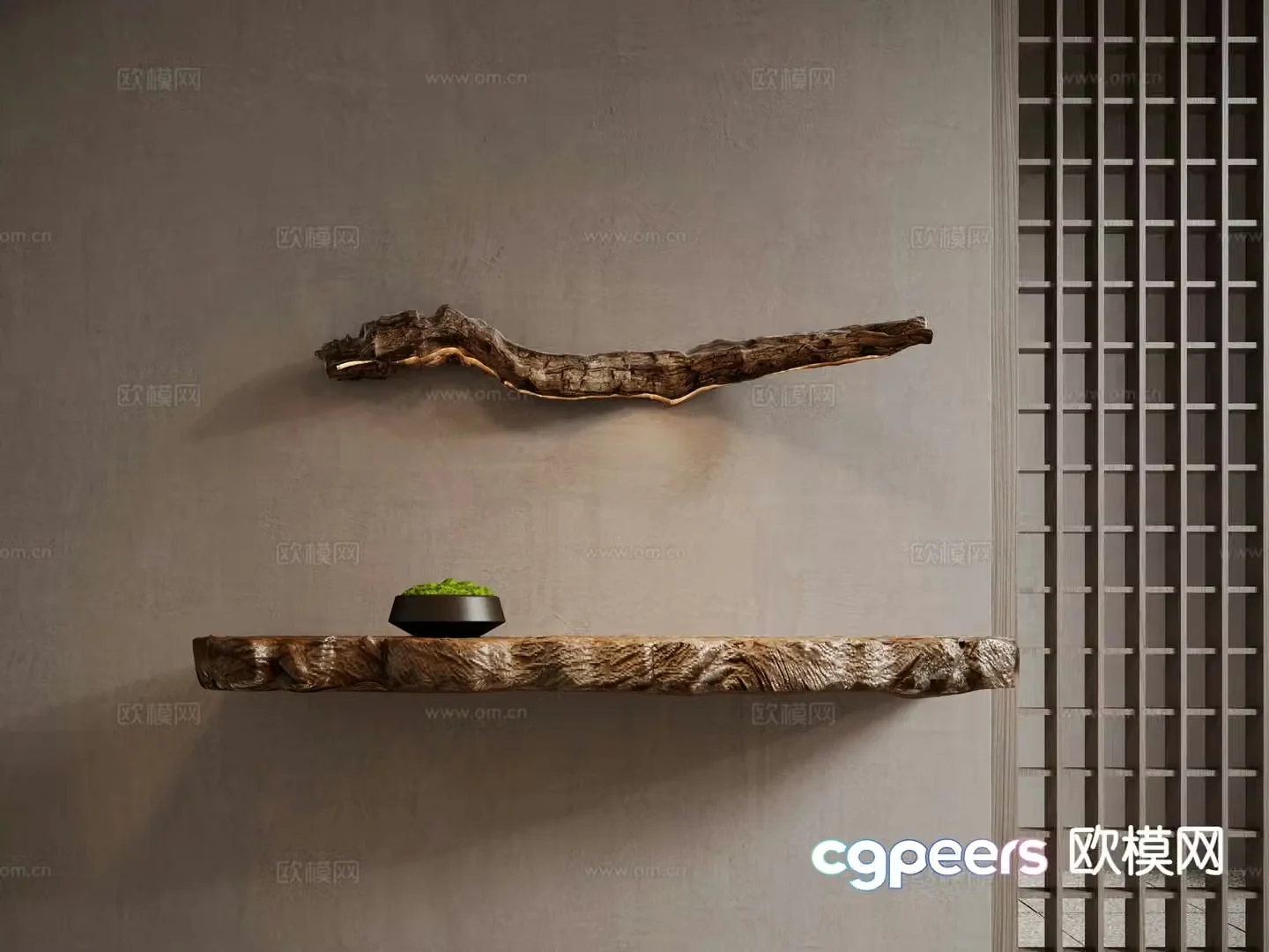 Wabi-sabi style wall lamp dead wood wall lamp 3d model