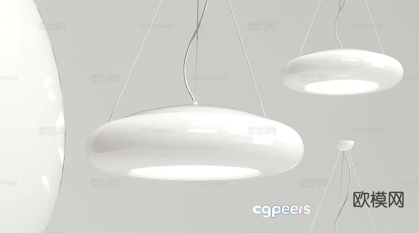 Modern white chandelier round chandelier 3d model