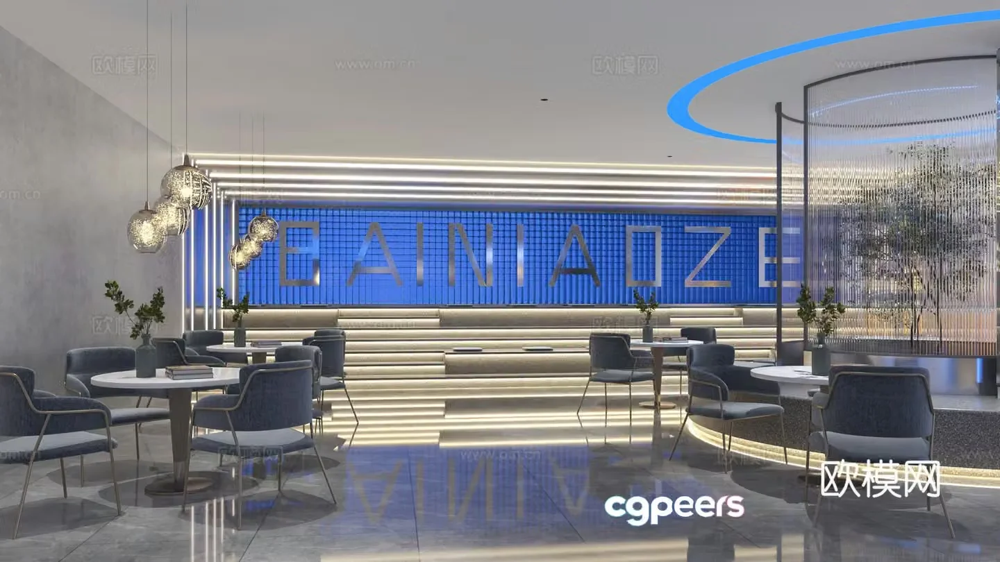 Modern Italian Hotel_Modern Leisure Waiting Area_Shui Bar_Waiting Area_Negotiation Area_Modern Leisure 3D Model