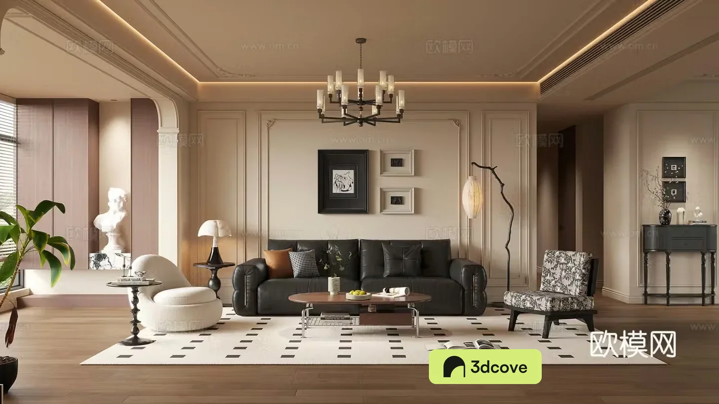 Middle-aged living room 3d model