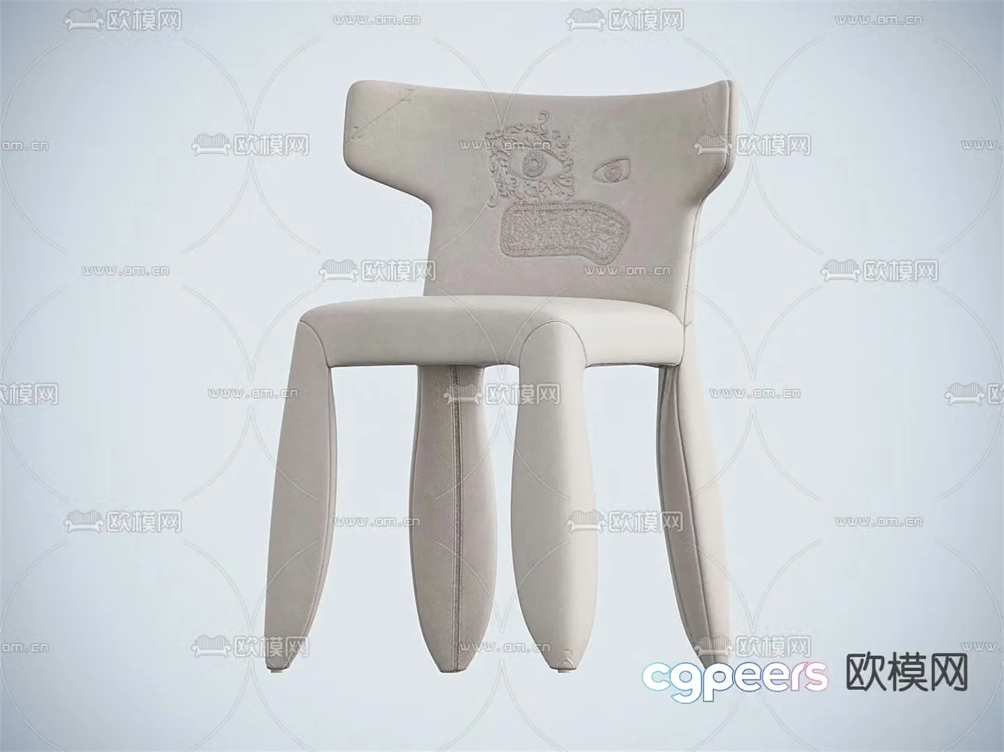 Cream style children’s chair small chair 3d model