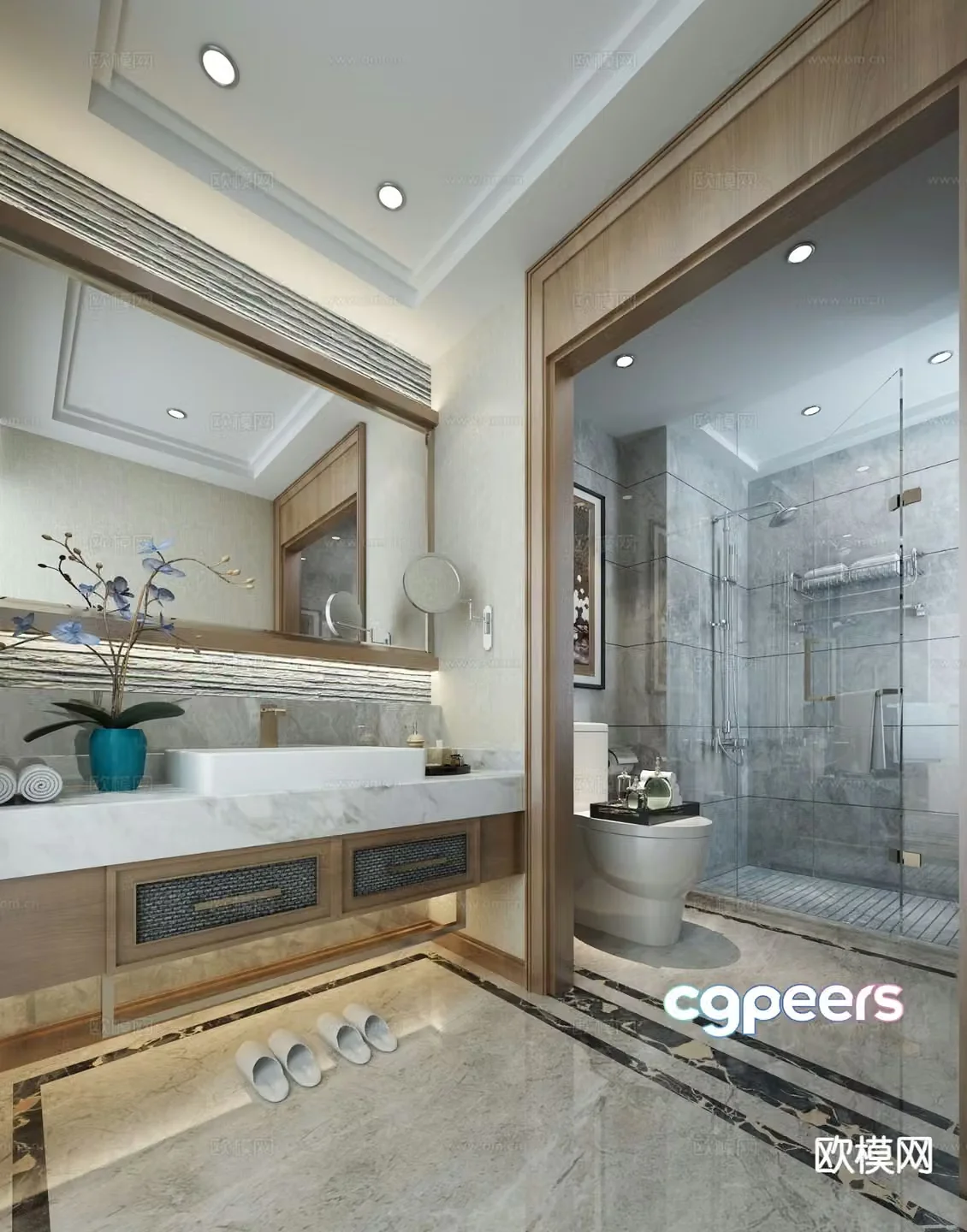 New Chinese style bathroom shower room bathroom 3d model