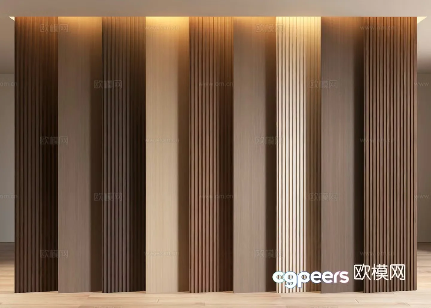 Wood grain board wood grille Great Wall board wall panel 3d model