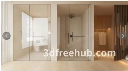 Modern Bathroom With Glass Door 3D Model – 20906 – VRAY Render