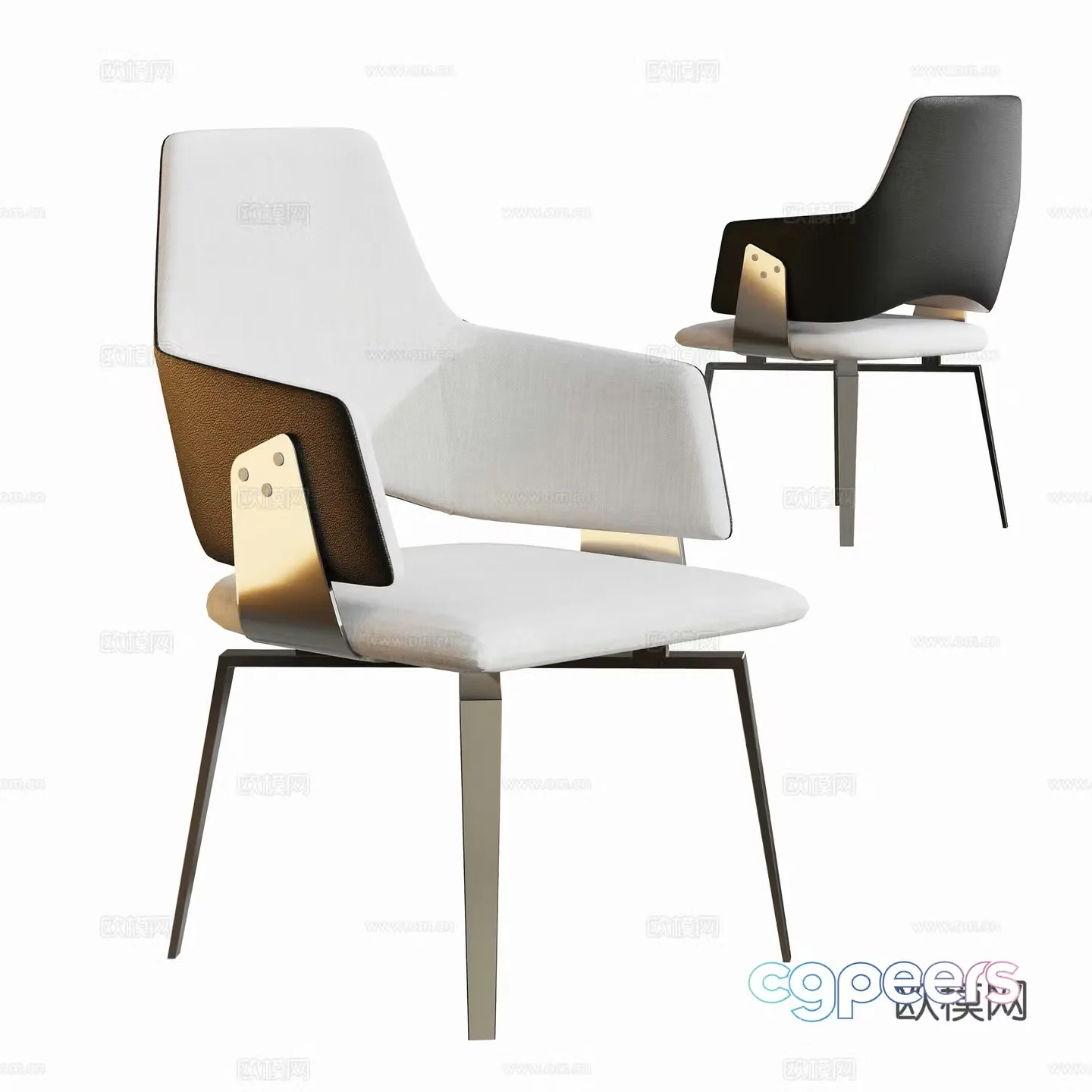 Modern metal dining chair 3d model