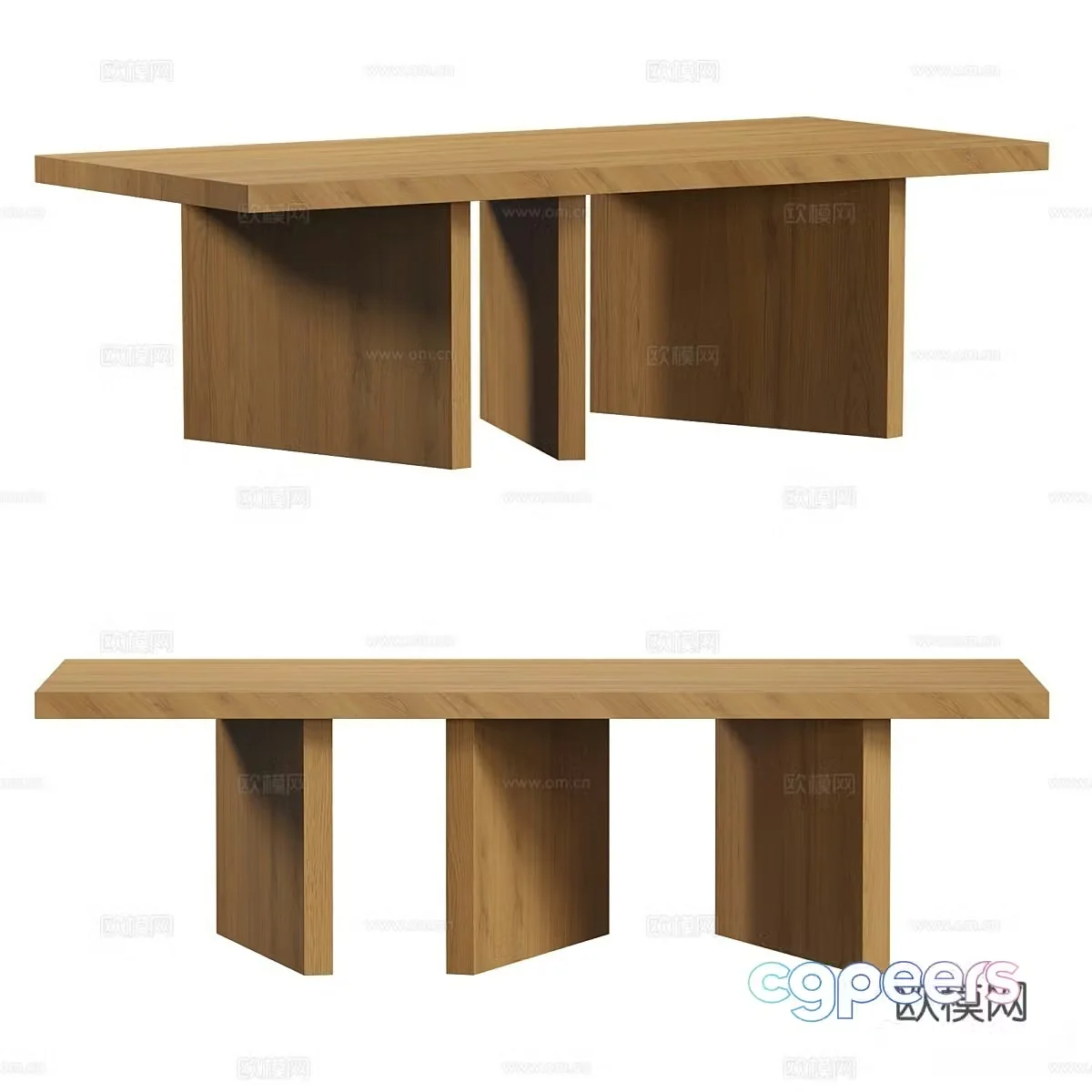 Minimalist dining table solid wood dining table 3d model