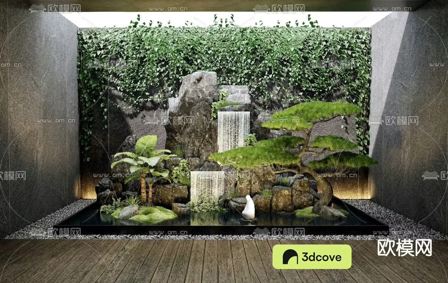 Rockery water feature wall flowing water waterfall