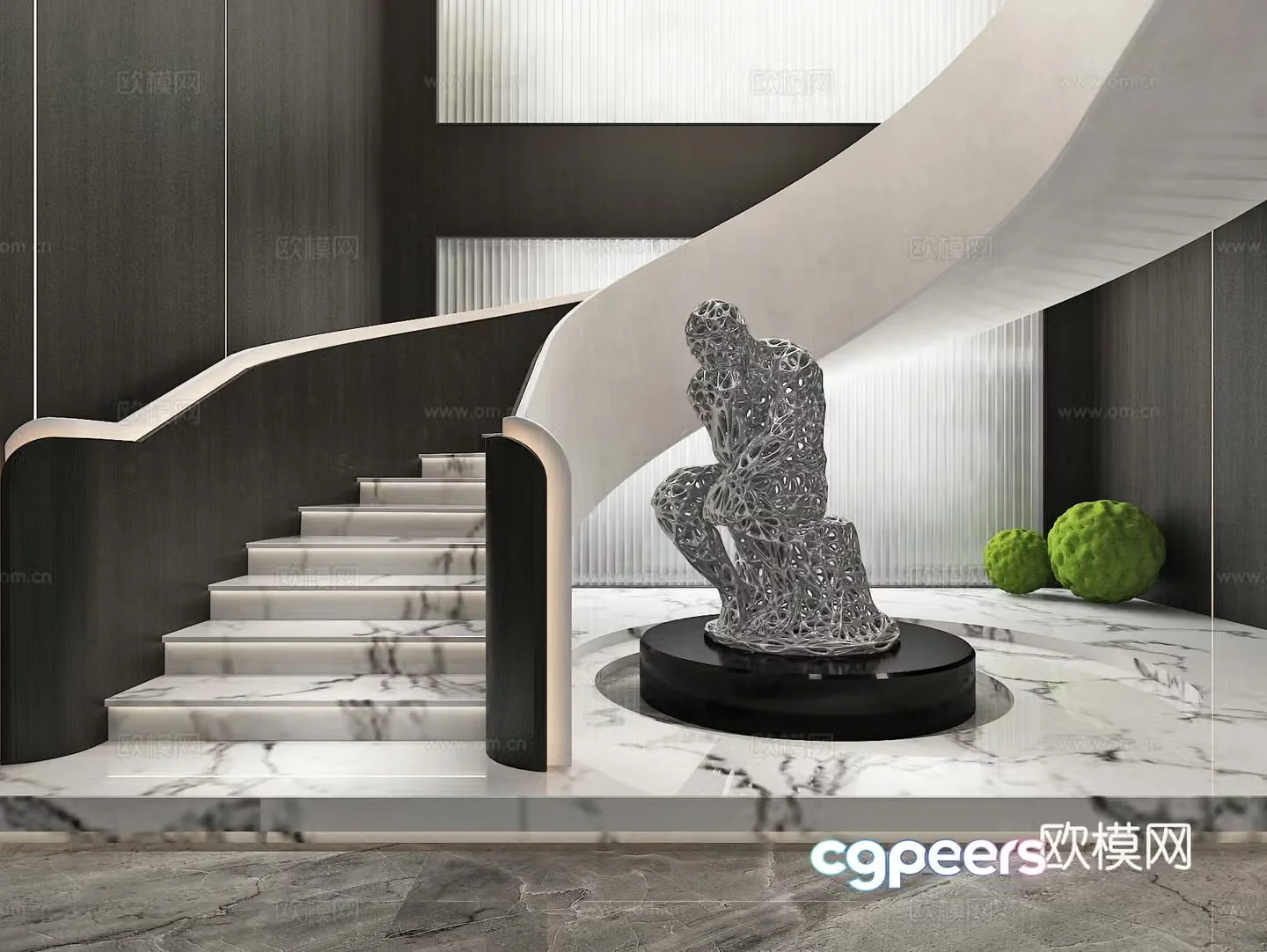 Stairwell Handrail Beauty Instrument Sculpture Landscape 3D Model
