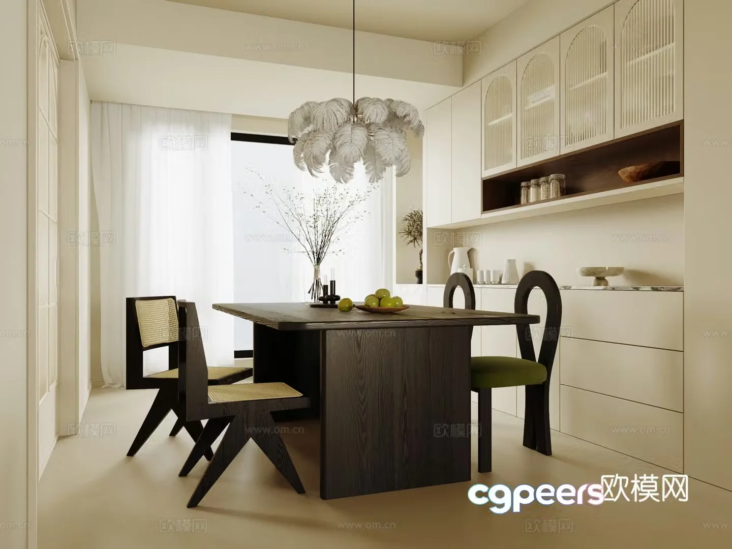 Middle-aged home restaurant open restaurant 3d model