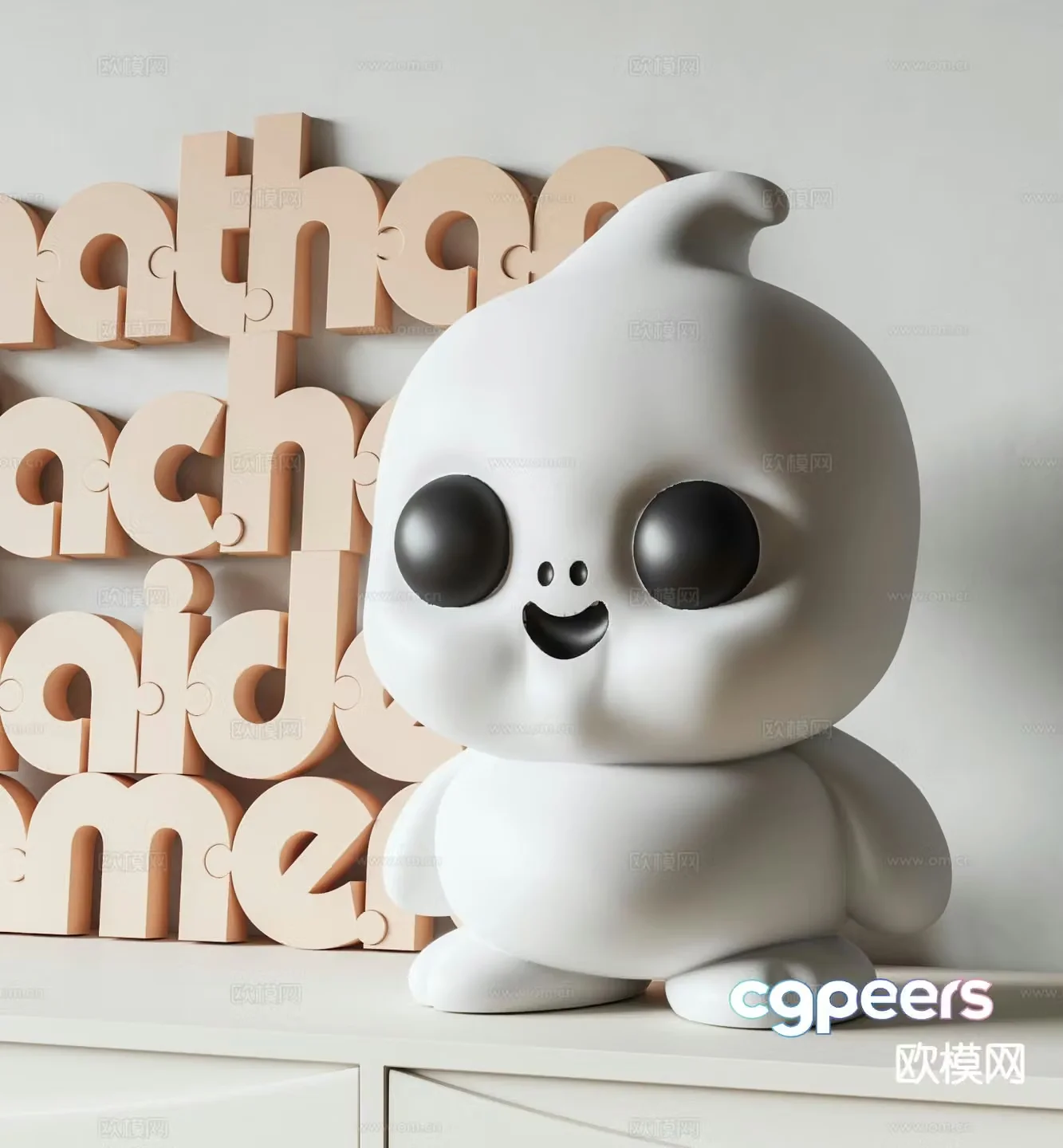 Cream Doll Sculpture Trendy Toy Cartoon Ornament 3D Model