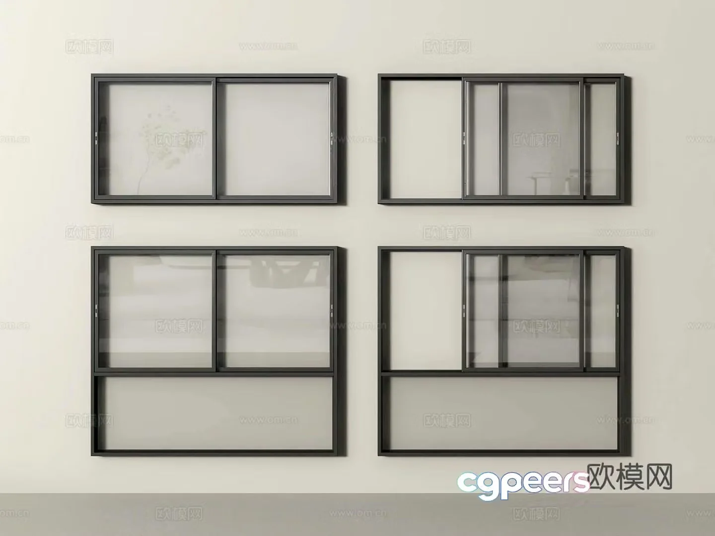 Modern sliding window 3d model