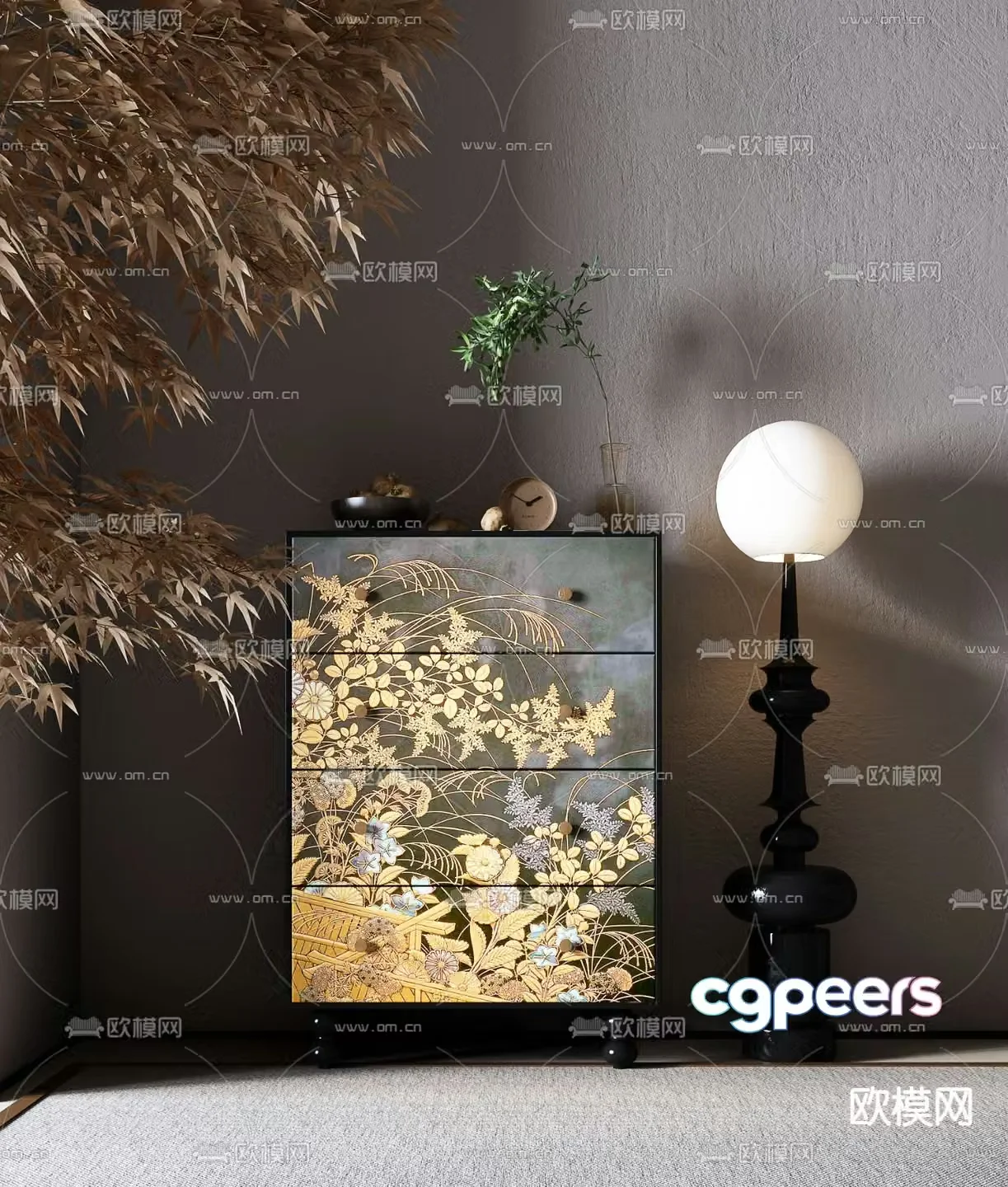 French chest of drawers Entrance cabinet 3D model