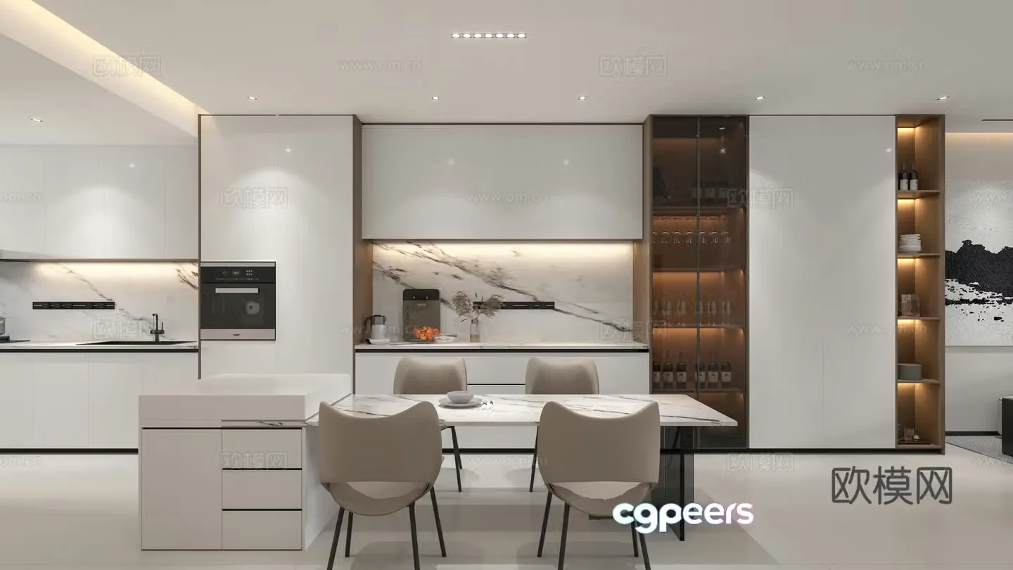 Modern minimalist restaurant 3d model