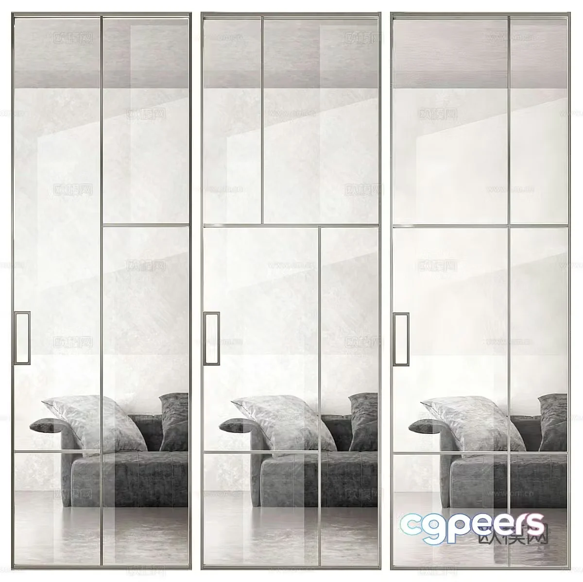 Modern minimalist glass door 3d model