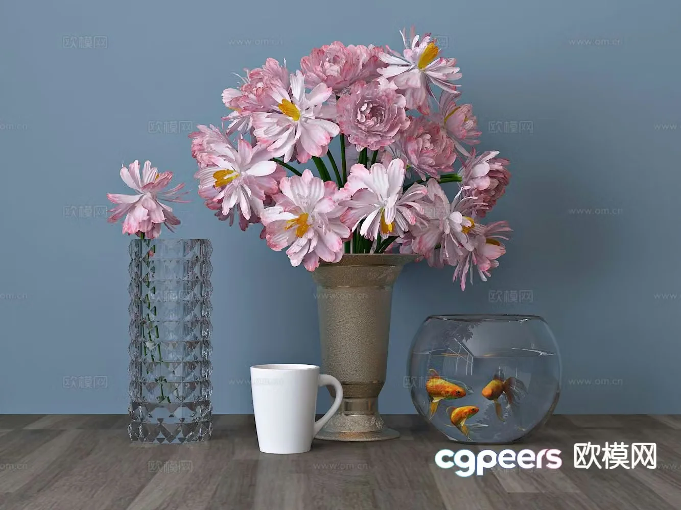 Modern vase fish tank cup decoration 3d model