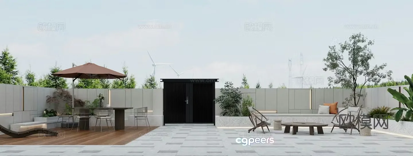 Modern garden courtyard 3d model