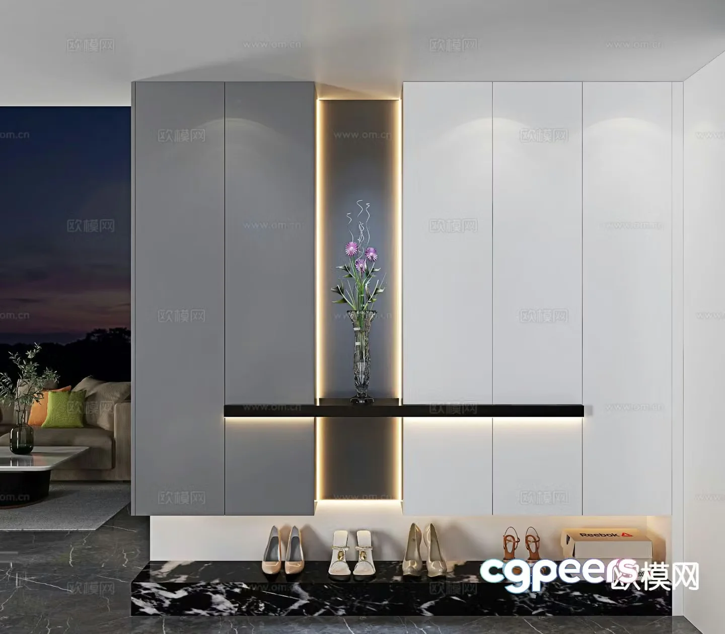 Modern entrance shoe cabinet 3d model