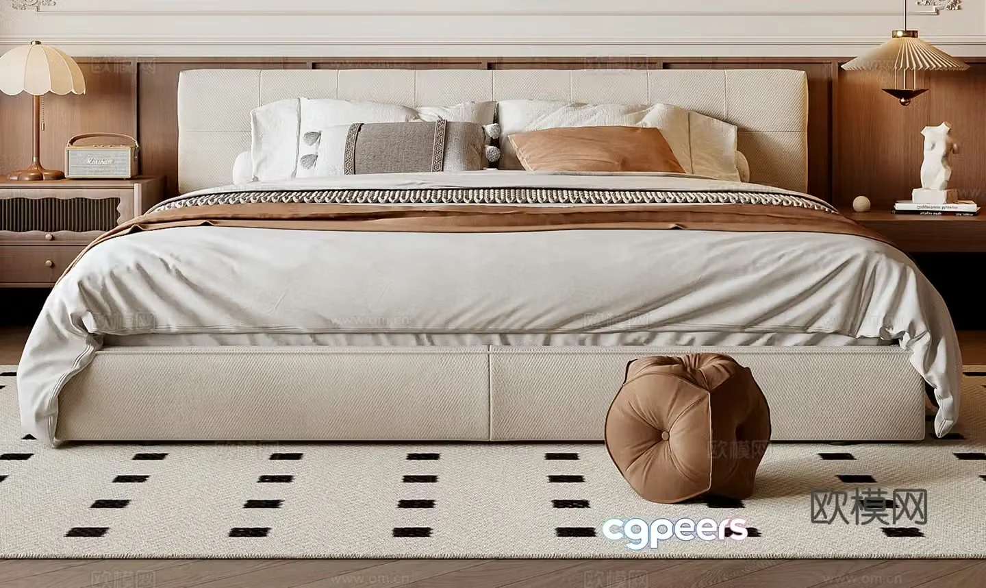 Middle-aged double bed 3D model