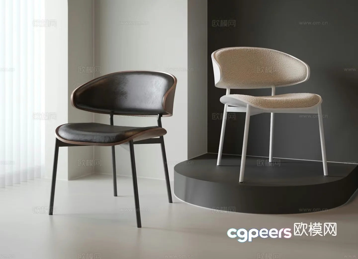 Bergen Middle -style Single Chair 3D model