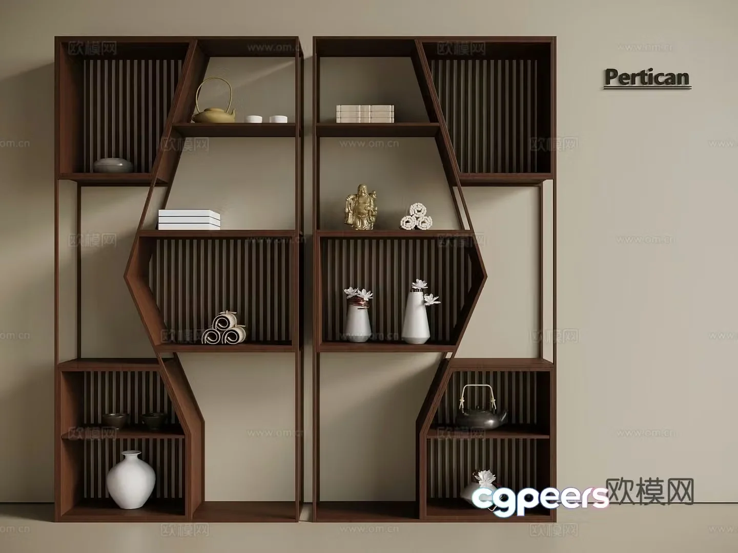New Chinese style tea cabinet tea cabinet bogu shelf locker 3D model