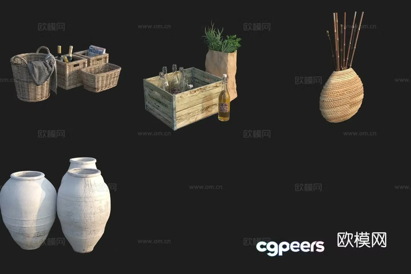 Ornament decoration bamboo basket braid 3d model
