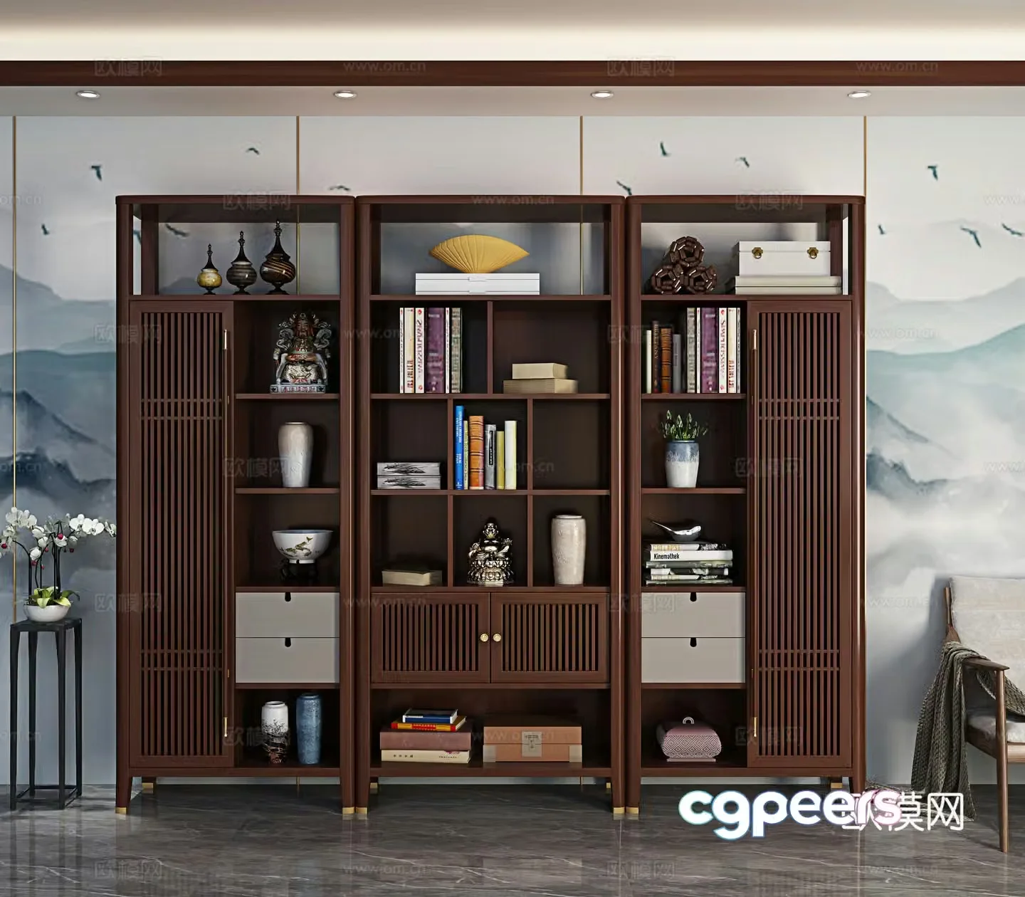 Chinese bookcase 3d model