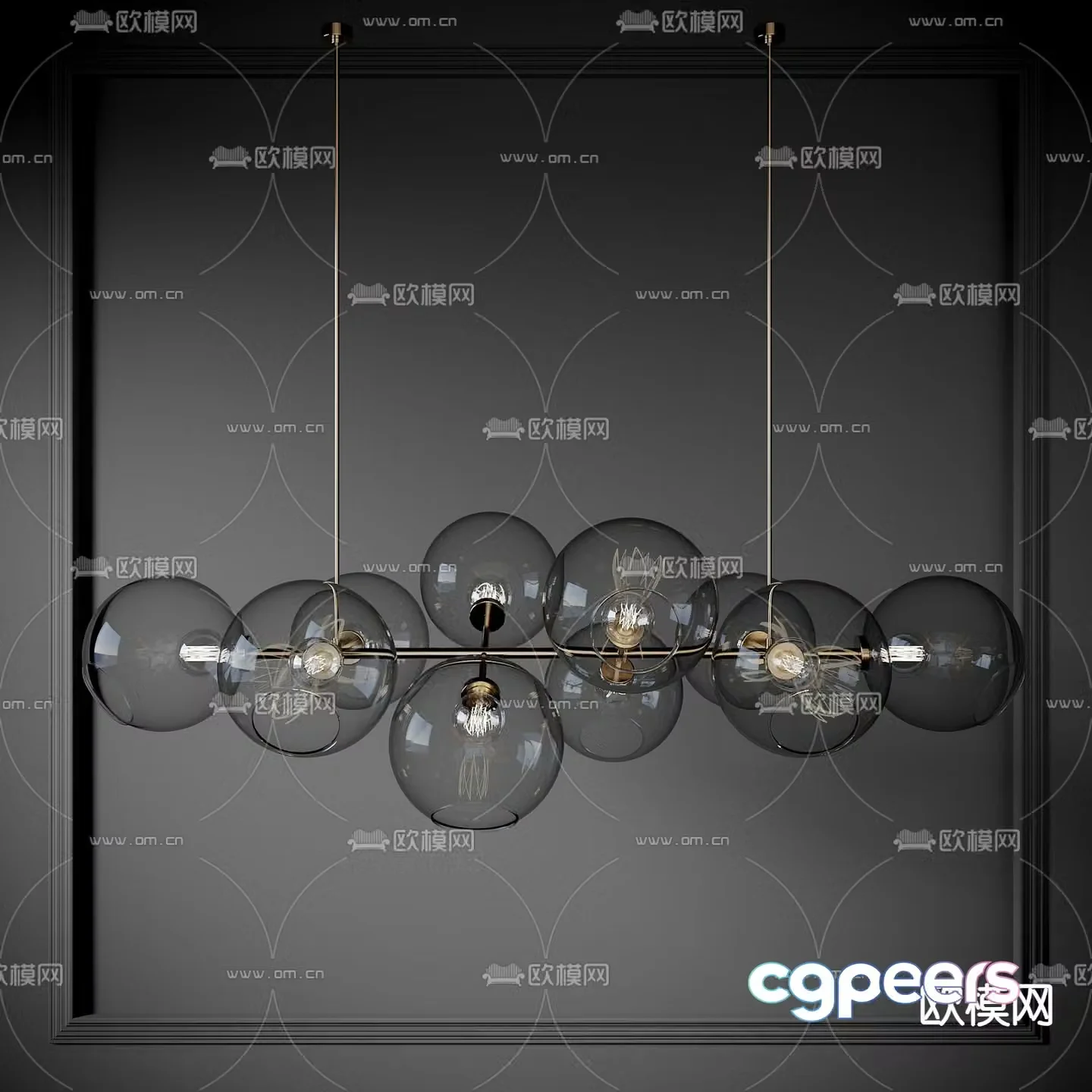 Multi-head chandelier Glass ball chandelier 3d model