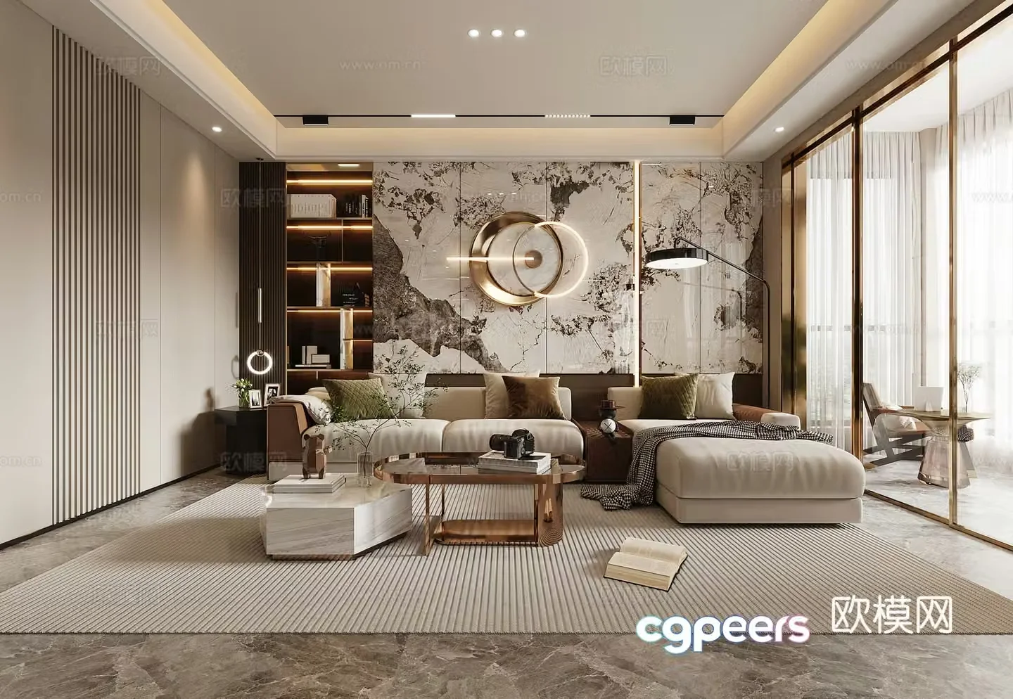 Modern living room minimalist sofa decorative painting 3d model