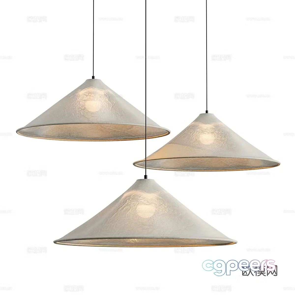 New Chinese style Siya linen chandelier 3D model